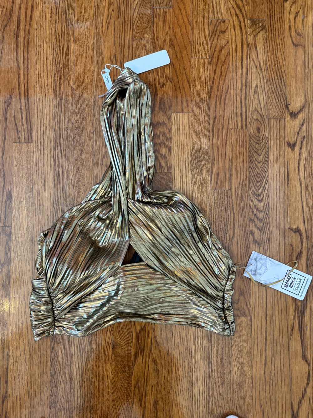 Glam Metallic Gold Women's halter top NWT